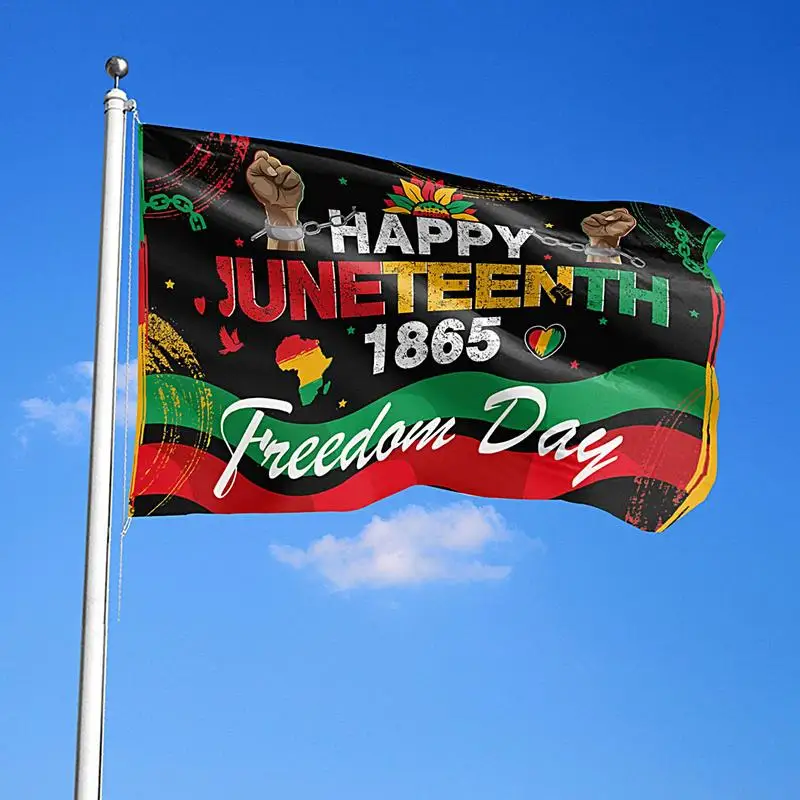 Juneteenth Day Flag 4.9x2.9 Ft Happy Juneteenth 1865 Yard Flags Juneteenth Decorations For Outdoor Indoor Home & Farmhouse Decor