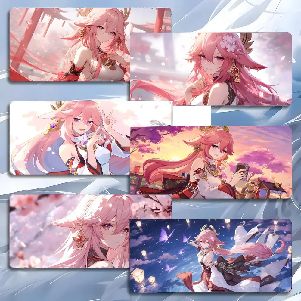 genshin character G-Genshin Impact Yae Miko Mouse Pad Mousepad Large Gaming LockEdge Thickened PC Table Desk Mat