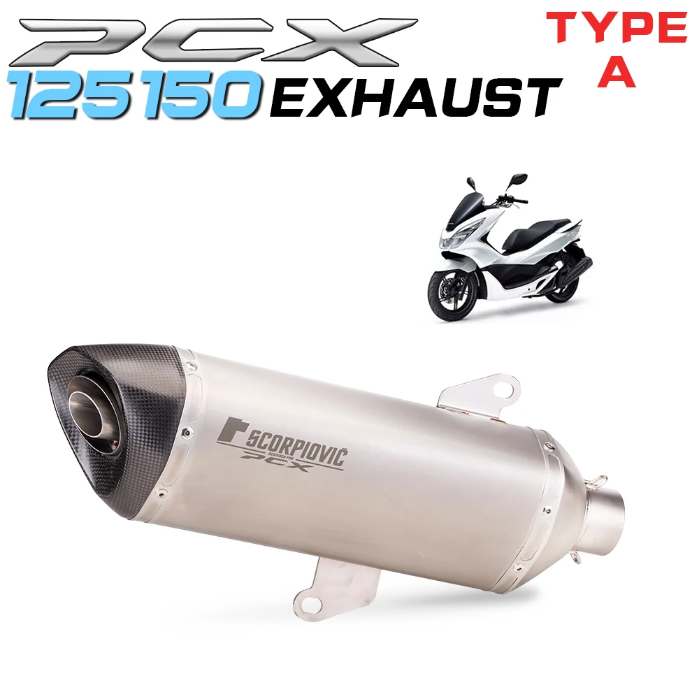 

PCX 125 150 Motorcycle Scooter Exhaust Muffler Full System Middle Pipe Slip-On Escape Fit For PCX125 PCX150 Exhaust18-2020