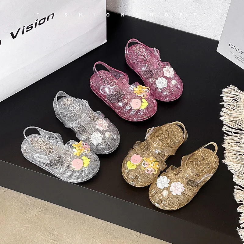 

Kids'Casual Shoes Flowers Summer Outdoor Flat Shoes For Children Anti-slip Breathable Soft Bottom Designer Pink White Size 24-34