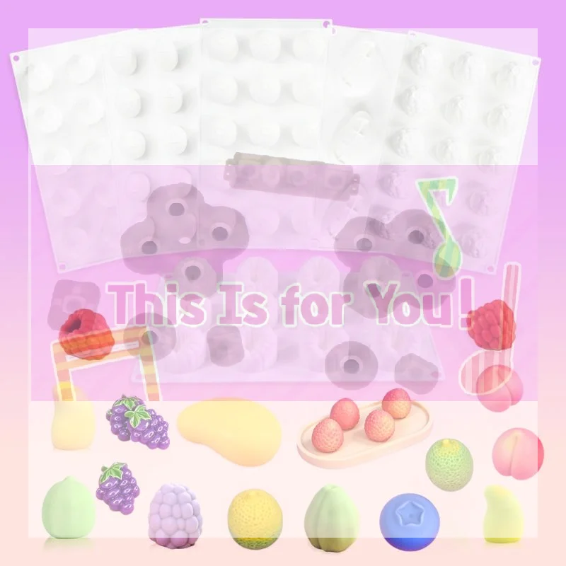【MA】Mousse Cake Mold Silicone Baking Mold Fruit Series Hami Melon Lychee Blueberry Grape Chocolate Mold French Dessert DIY
