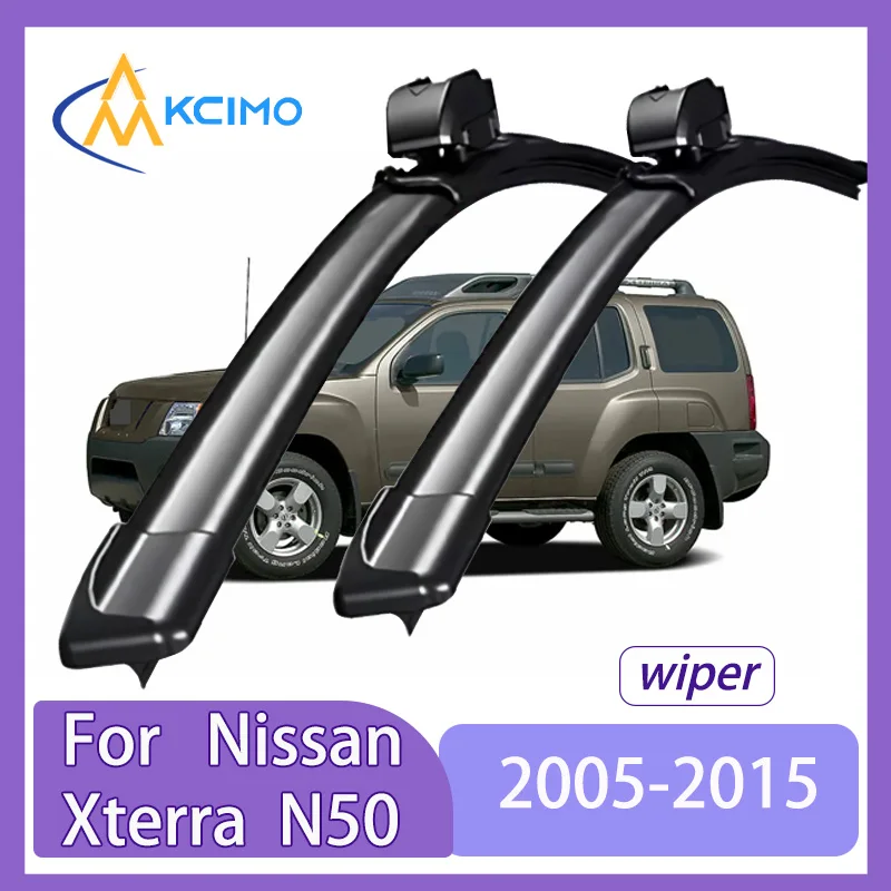 

Silent Windshield Wiper Blades Compatible with Nissan Xterra N50 2005–2015 Noiseless Universal Fit Effective Rain Brush
