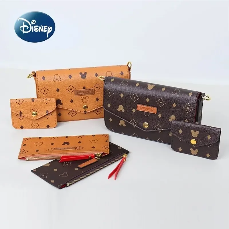 Disney Mickey New Women\'s Shoulder Bag Luxury Brand Original Women\'s Bag 3-piece Set Fashionable Women\'s Shoulder Crossbody Bag