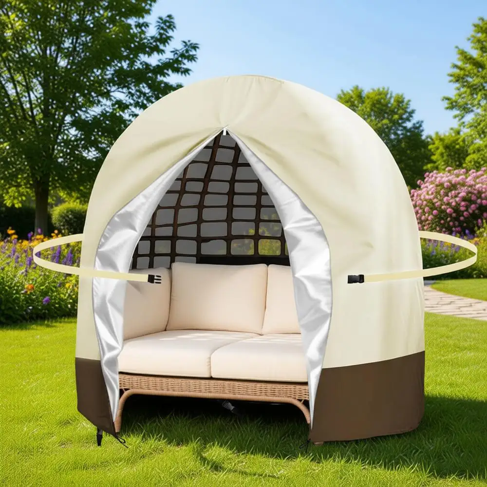 

Водонепроницаемый чехол из ткани 420D для уличного кресла-яйца (для плетеных качелей на террасу), 91x80 дюймов, бежевый