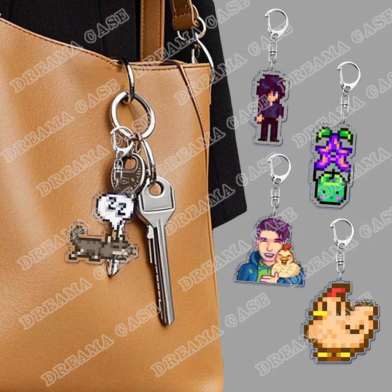 لعبة Stardew لطيف Sdv سلاسل المفاتيح للملحقات حقيبة القط الكلب الدجاج بكسل مزرعة سحر Keyrings مجوهرات أصدقاء الألعاب الهدايا