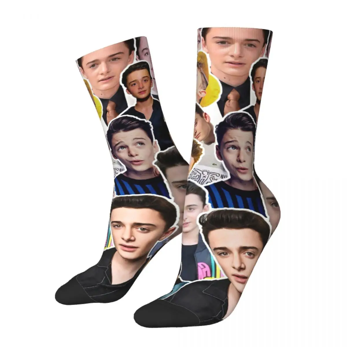 Happy Funny Men\'s Socks Casual Noah Schnapp Collage Sock Movie Actor High Quality Women Stockings Spring Summer Autumn Winter