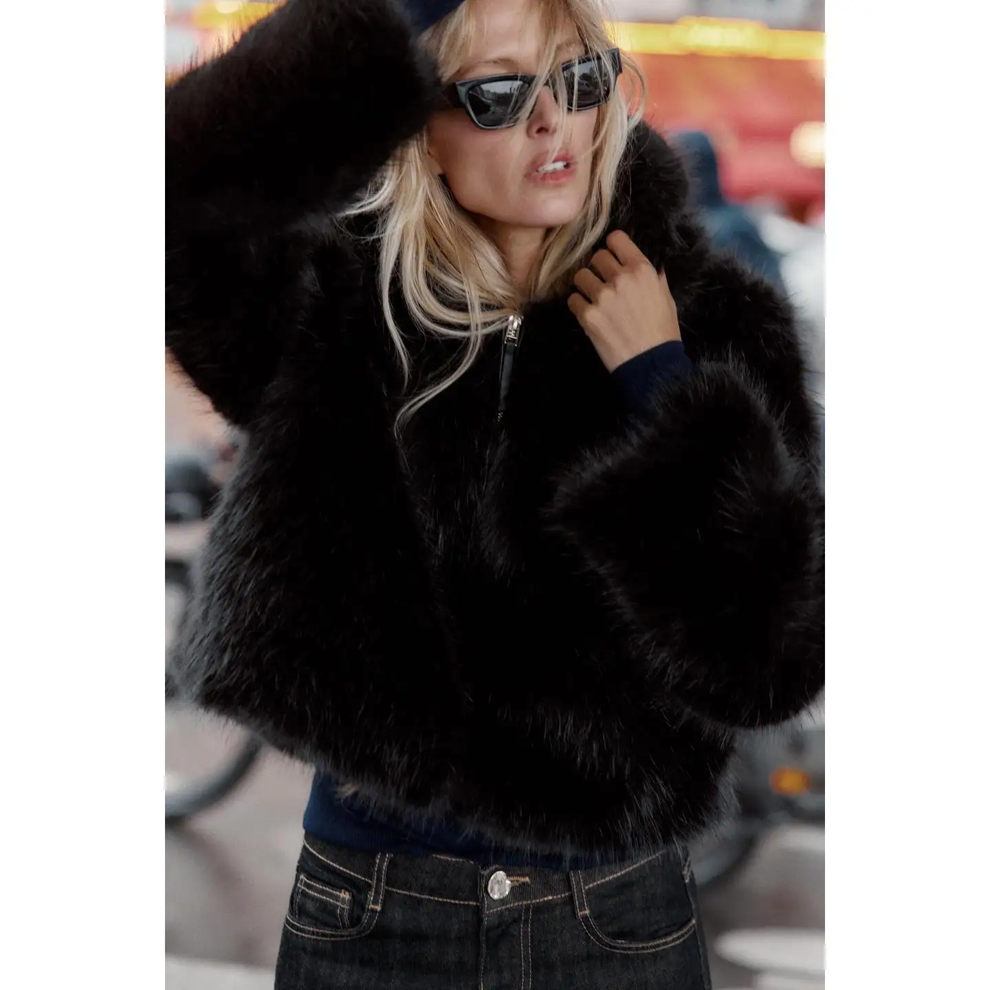 معطف طويل بقلنسوة من الفرو الاصطناعي Jaet وسحاب للإغلاق للخريف والشتاء معطف نسائي ملابس خارجية غير رسمية لمنتصف العمر... #3