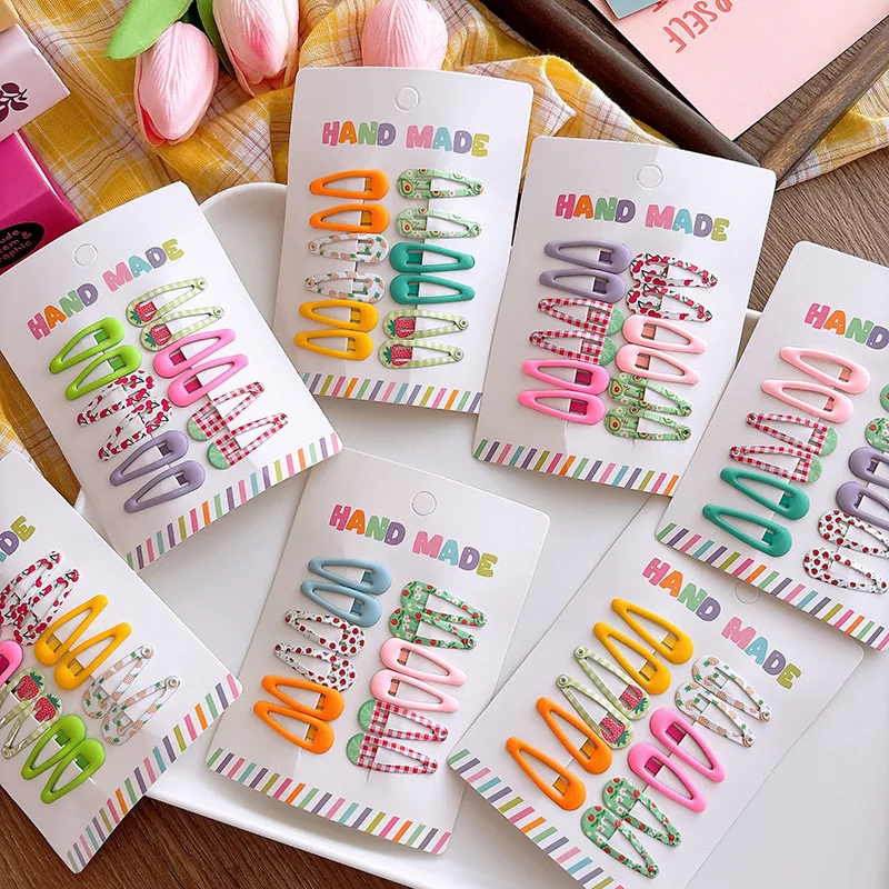 12 sztuk Kawaii geometryczne metalowe spinki do włosów zestaw kobiety dziewczęta spinki do włosów dziecko BB spinki do włosów Barrettes kolorowe nakrycia głowy akcesoria do włosów — zdjęcie 3