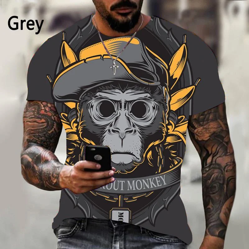 New Fashion Gorilla Monkey 3D Printed T-shirt Unisex Summer Casual Short Sleeve Shirt Top