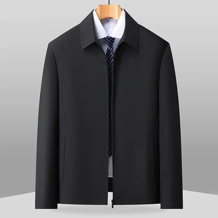 

Spring Autumn Men's Adstrative Jaet Iron Free New Loose mid Age Collar High End Dad Casual Top Men's Outerwear