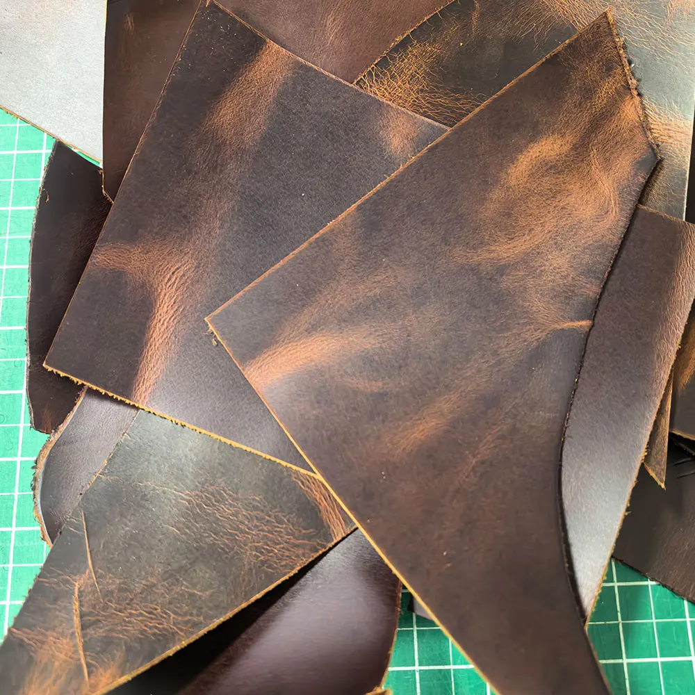 Cowhide scrap leftover cow leather wax thick genuine leather First Layer Tanned cow skin hide leather full grain 1.8 to 2.2 mm