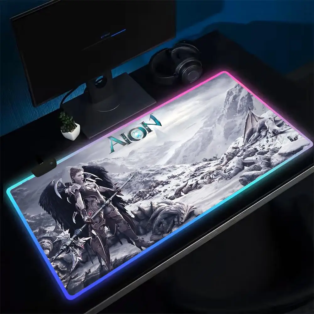 AION Mouse Pad Anime Gaming Mouse Pad LED Table Pads Backlit Rubber Desktop XXL RGB Desk Mats