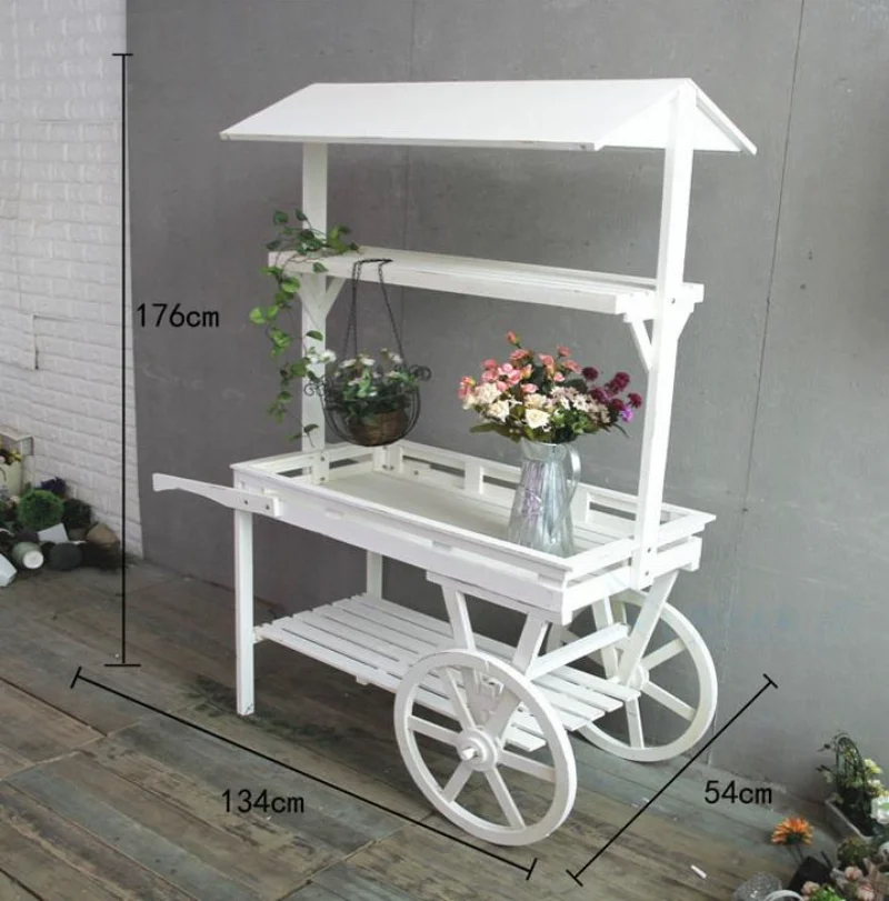 Beautiful white wooden wood cart wheels for party white cart events rent birthday wedding kids candy flower white wooden cart