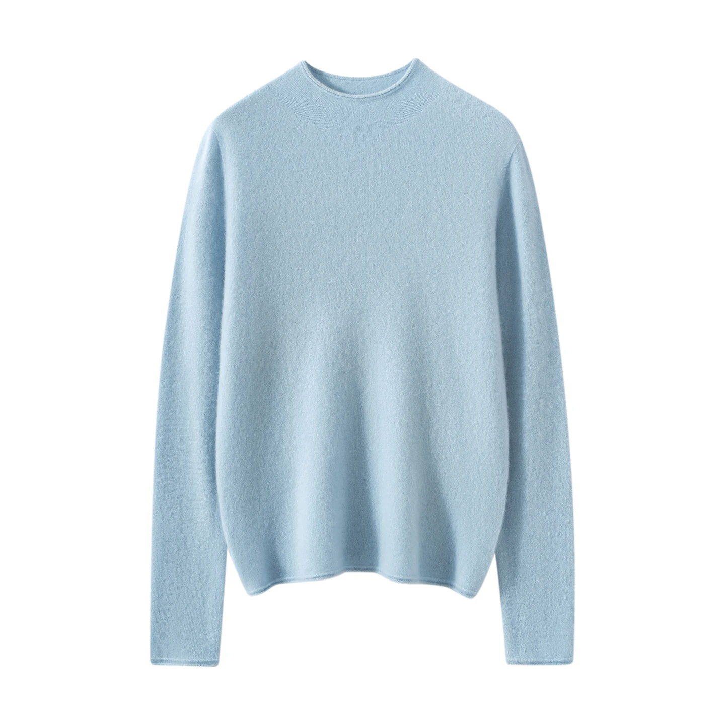 Feminino 100% pulôver de caxemira pura casual cor sólida camisola de malha solta semi alta pescoço básico feminino jumper para o calor