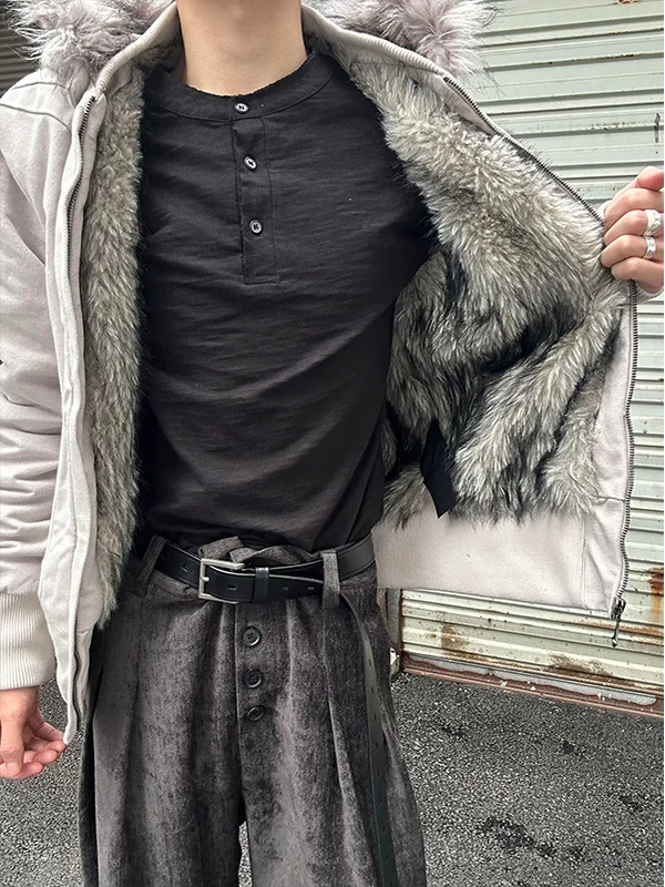 Silver  Velvet Jaet Men's Winter Thiened Fake  Fur Cotton Coat ort Sle Workwear Jaet Cotton Clothes