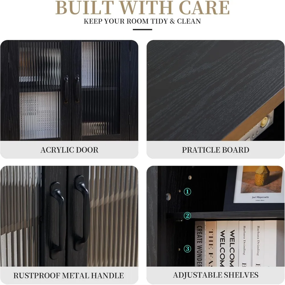 48-дюймовая угловая подставка для телевизора: развлекательный центр для хранения носителей с полками и дверцами, консольный шведский шкаф