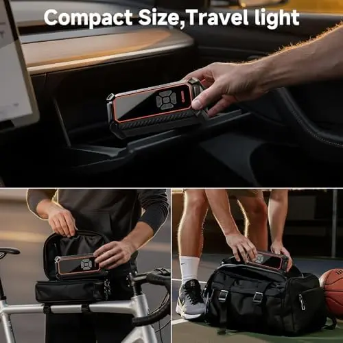 

Беспроводной компрессор OlarHike 150PSI, 6000 мАч, с двойным питанием, LED-подсветкой и цифровым манометром для автомобиля и велосипеда