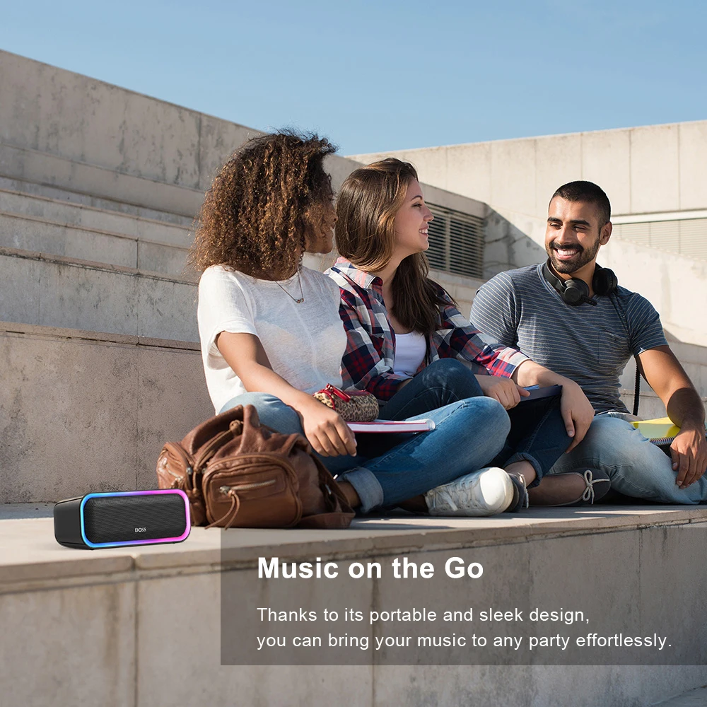 DOSS Bluetooth 5.0 スピーカー強力な 20 ワットステレオサウンドエクストラベースサウンドボックス IPX6 防水 TWS ペアリングワイヤレスポータブルスピーカー