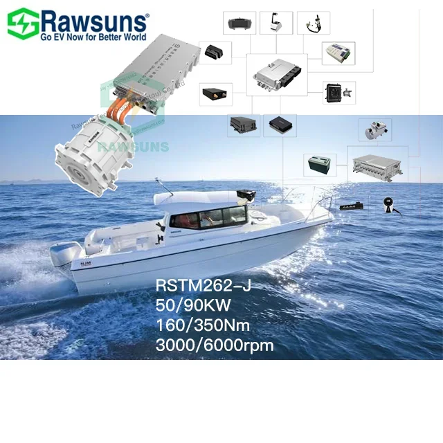 50kW 3000rpm EV Marine PMSM Motor + Inverter Controller 380VDC Conversion Kit Electric Propulsion System for Ship/Yacht/Boat