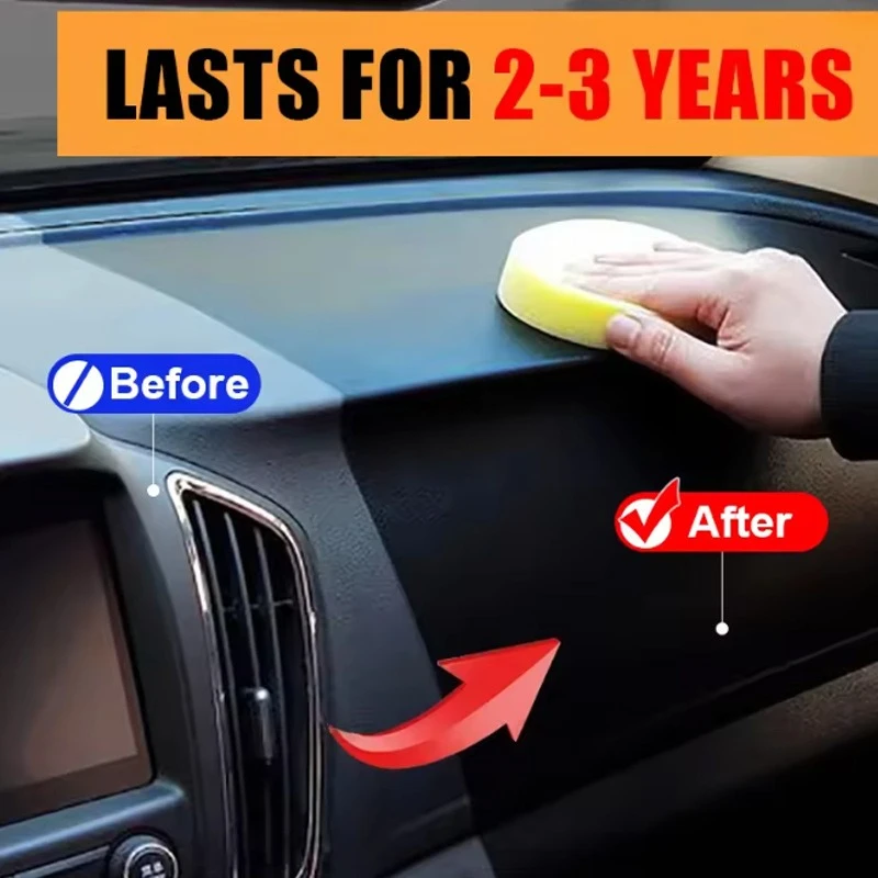 Car Plastic Restorer Crystal Clear Auto Interior Leather & Panel Renewal Wax Coating Agent Back To Black Gloss Car Wax Polish