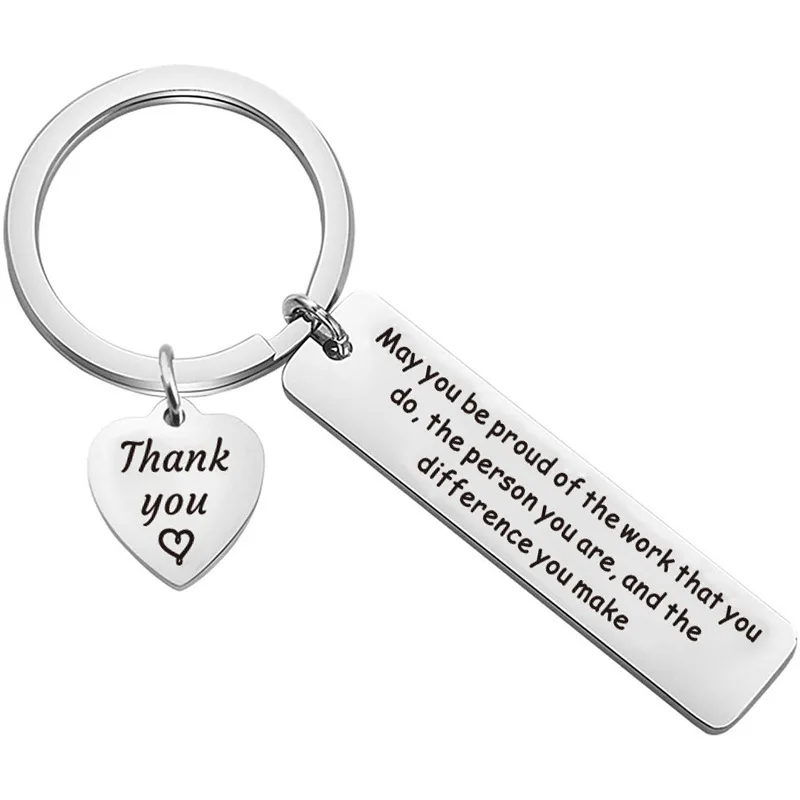 Motivational Difference You Make Thank You Stainless Steel Keyring Key Chain Women Man Jewelry Accessories Pendant Gifts Fashion