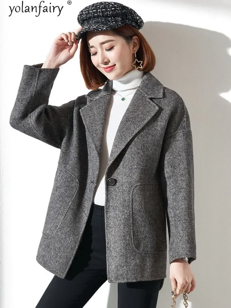 2020 Wool Coat Female Jacket Cashmere Alpaca Korean Elegant Coats and Jackets Women Handmade Oversized Coat Abrigo Mujer KS1832