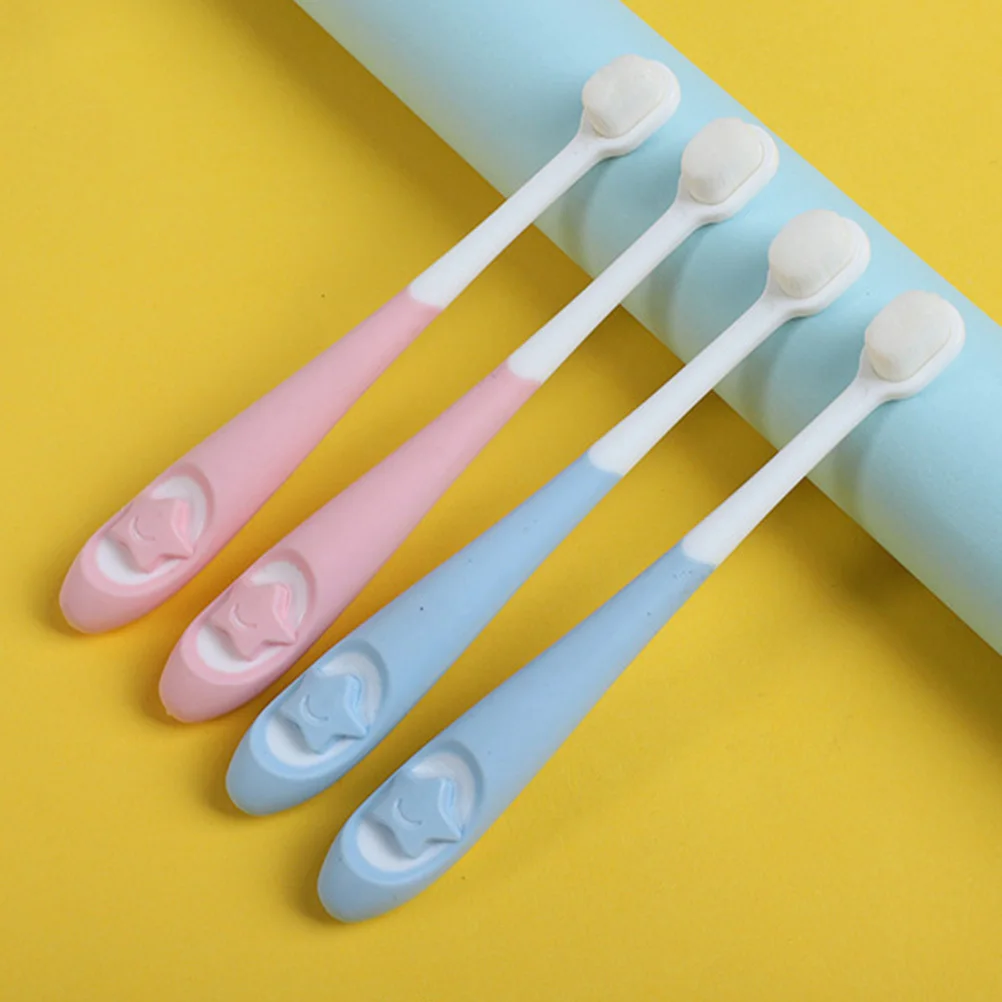 2 Buah Sikat Gigi Bayi Sikat Gigi Anak Sikat Perawatan Bayi Bulu Ultra Halus Desain Kartun Pegangan Nyaman Gigi Bayi Baru Lahir
