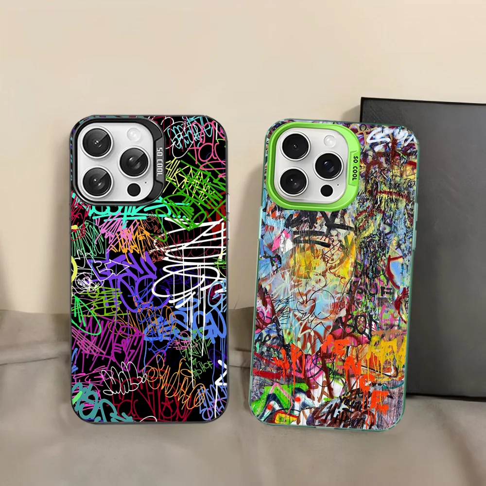 Graffiti coole Kunst Handyhülle für iPhone 16 15 14 13 12 11 Pro Max X XR XSMAX Matte stoßfeste Rückseite