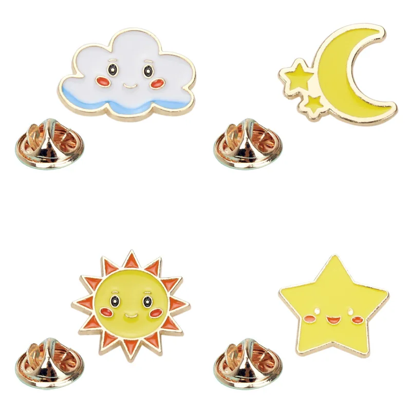 

New Product Creative Sweet Sun Moon Cartoon Brooch Children's Cute Cloud Star Alloy Chest Badge Pin