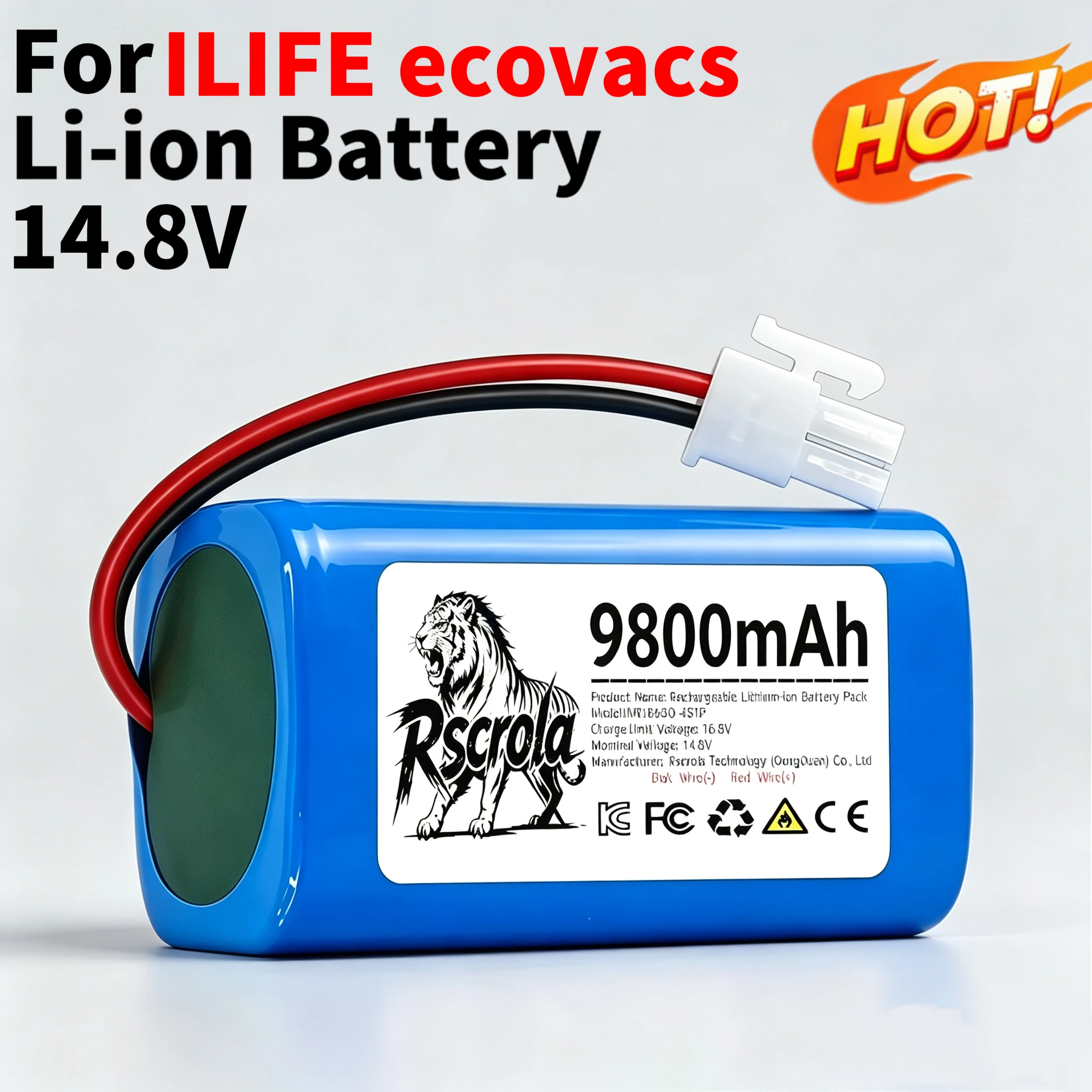 14.8V 7800/9800mAh Replacement Lithium Battery For ILIFE ecovacs A4 A4s A6 A9 V7 V7s Pro Chuwi Robot Vacuum Cleaner