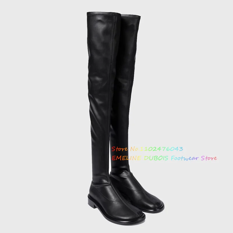 Stretch Thigh High Boots Women Genuine Leather Casual Over The Knee Boots Female Black Winter Street Designer Sexy Party Shoes