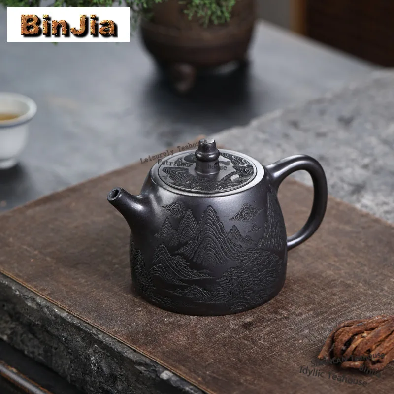 

470ml Ancient Yixing Purple Clay Teapots Artists Handmade Han Duo Pot Raw Ore Stone Yellow Mud Kettle With Infuser Zisha Tea Set