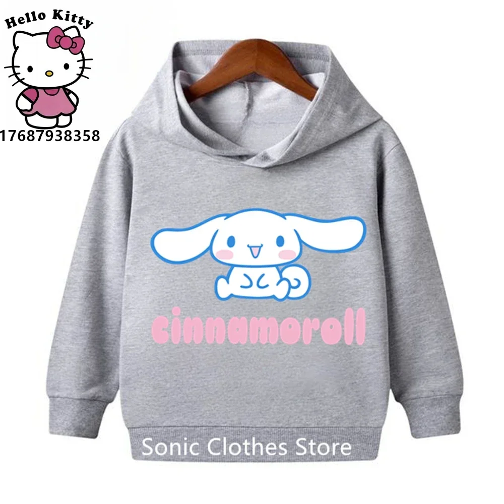 Sanrio Cinnamoroll Hoodie for Kids Sweatshirts Kawaii Girls Pullover Anime Cartoons 2-14y Boy Casual Tops