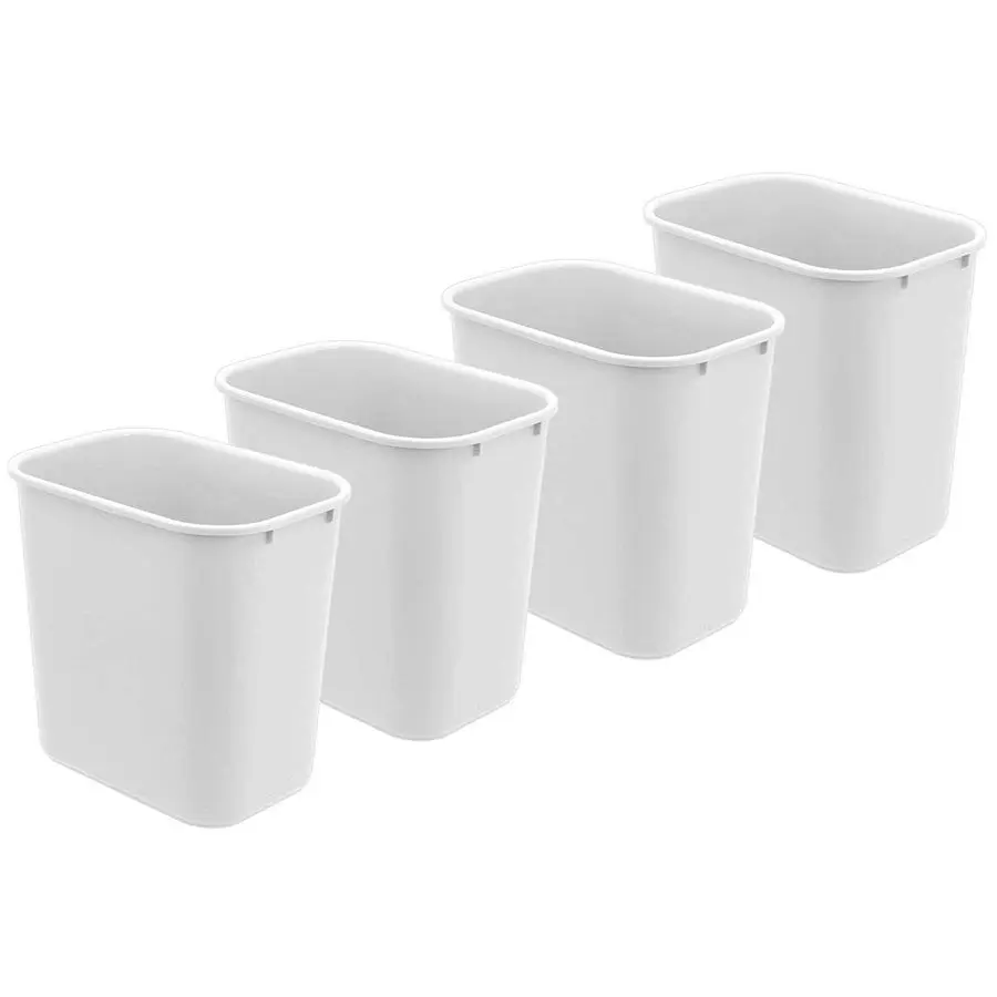 

Корзина для мусора, настольная, 6,75 галлонов (27 кварт, 24 литра), пластиковая, белая, набор из 4 штук