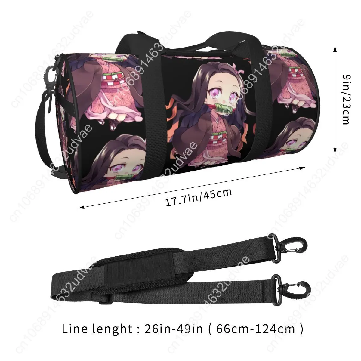 Nezukos Anime Sport Bags Japanese Girl Kawaii Gym Accessories Gym Bag Weekend Men's Design Handbag Luggage Vintage Fitness Bag