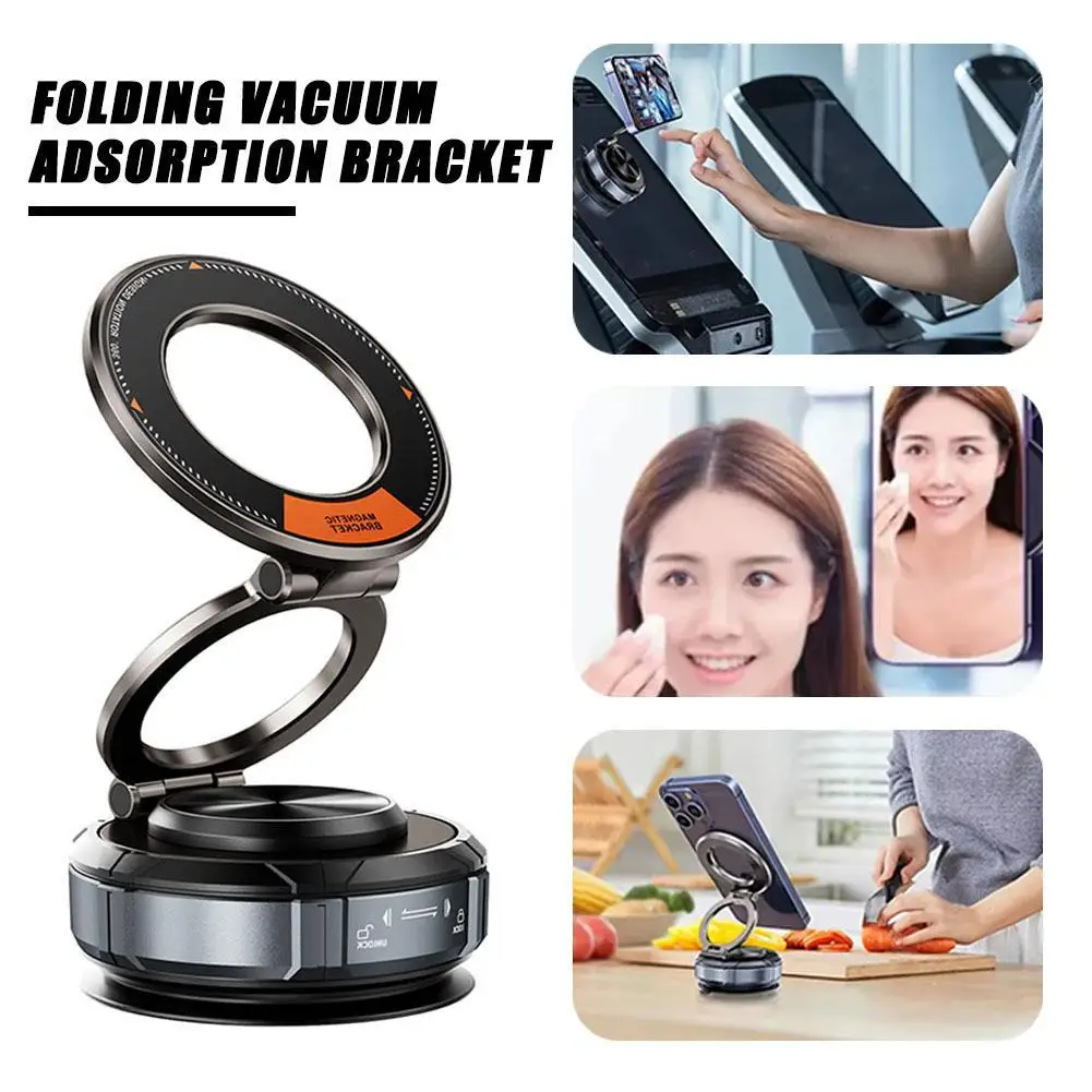 

Folding Vacuum Suction Bracket, Rotatable Magnetic Suction Phone Holder, Multifunctional Vacuum Suction Car Phone Holder
