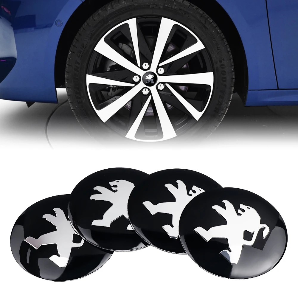 4pcs Auto Wheel Center Hub Caps Tire Hubcap Cover Emblem Stickers For PEUGEOT 308 2008 3008 4008 5008 207 307 T9 406 407 408 508