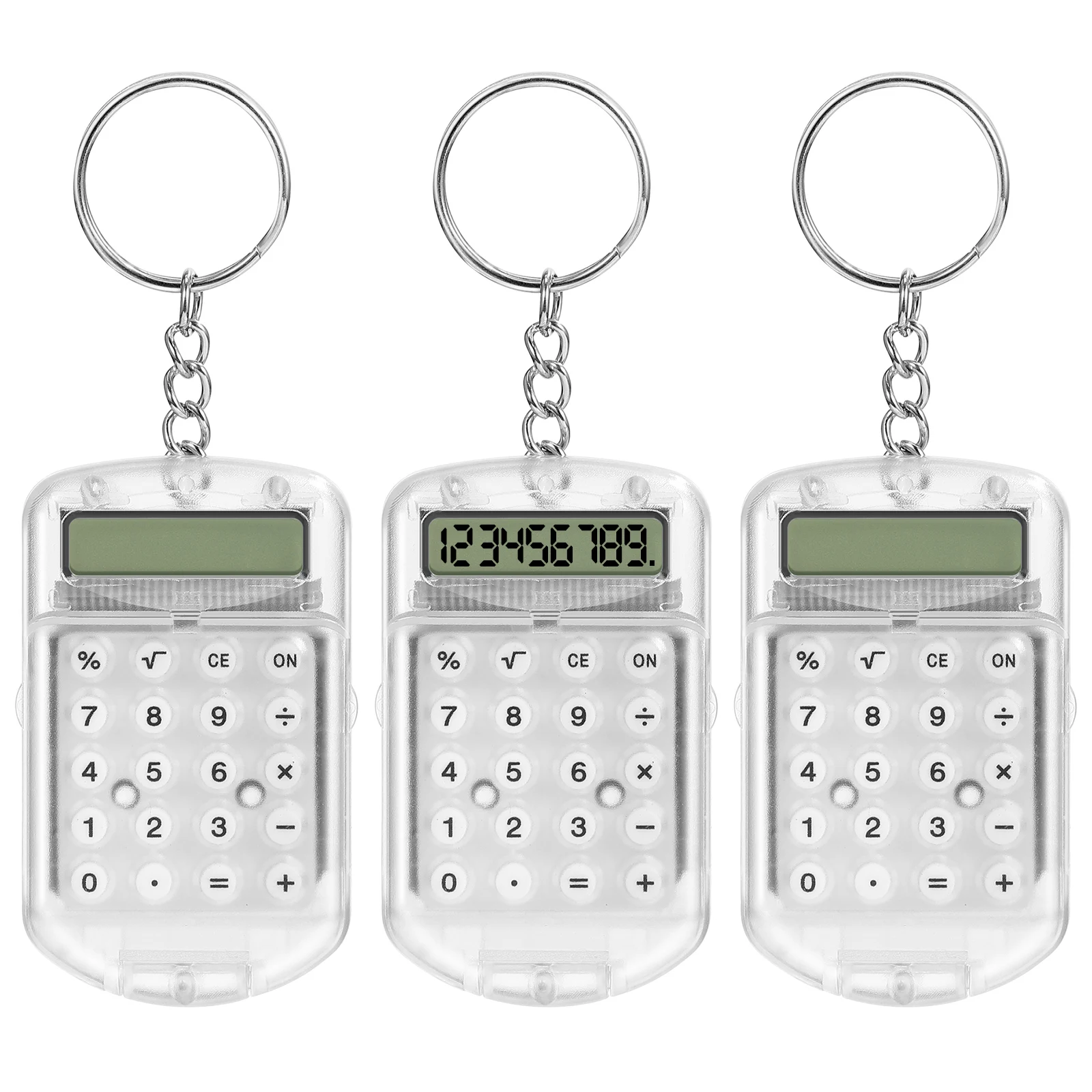 

3pcs Digits Lcd Display Portable Tiny Small Electronic Mini Calculator Key Ring Calculator With Key Ring