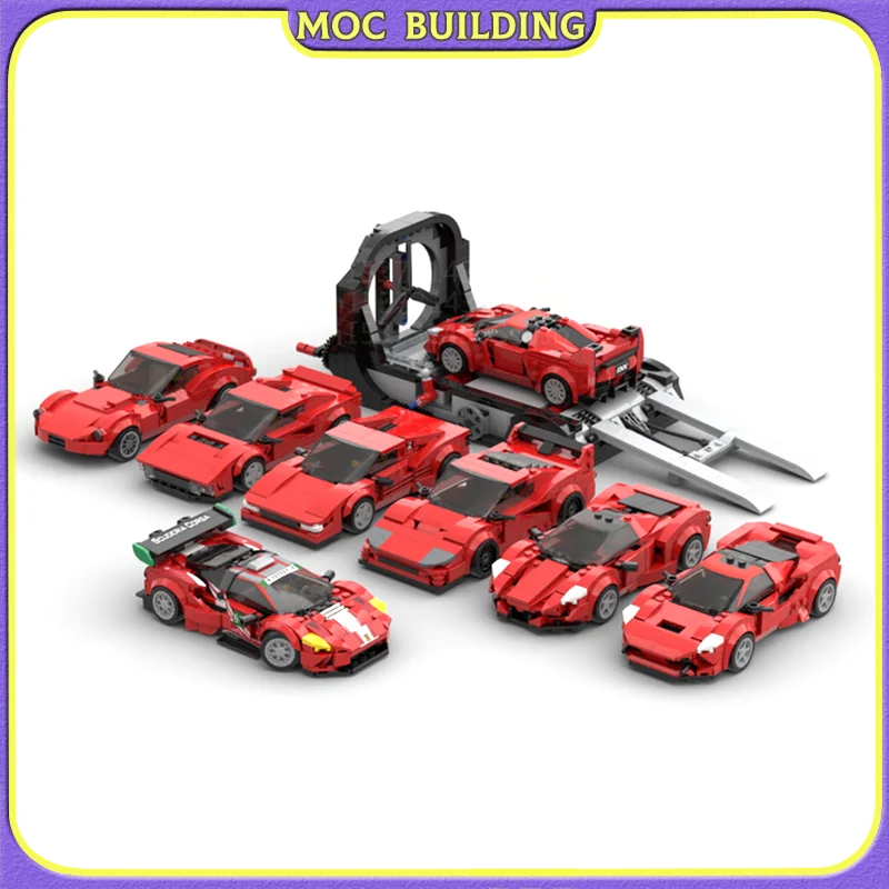 Building Block Traffic Ferraried Bundle Model MOC Creative DIY Assembly Educational Technology Bricks Car Toy Birthday Gift