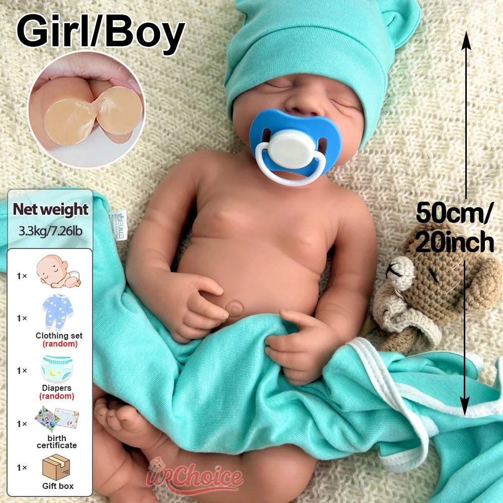 Regalo de muñeca recién nacido realista lavable de boca abierta de 50 cm de bebé y niña Pascale completa de silicona suave renacida para el coleccionista del artista