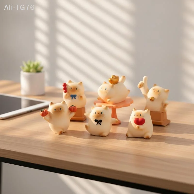 [P] Cartoon Chubby Cat Series Resin Figurines Holiday Home Decorations Model Toys Surprise Gifts Desktop Ornaments