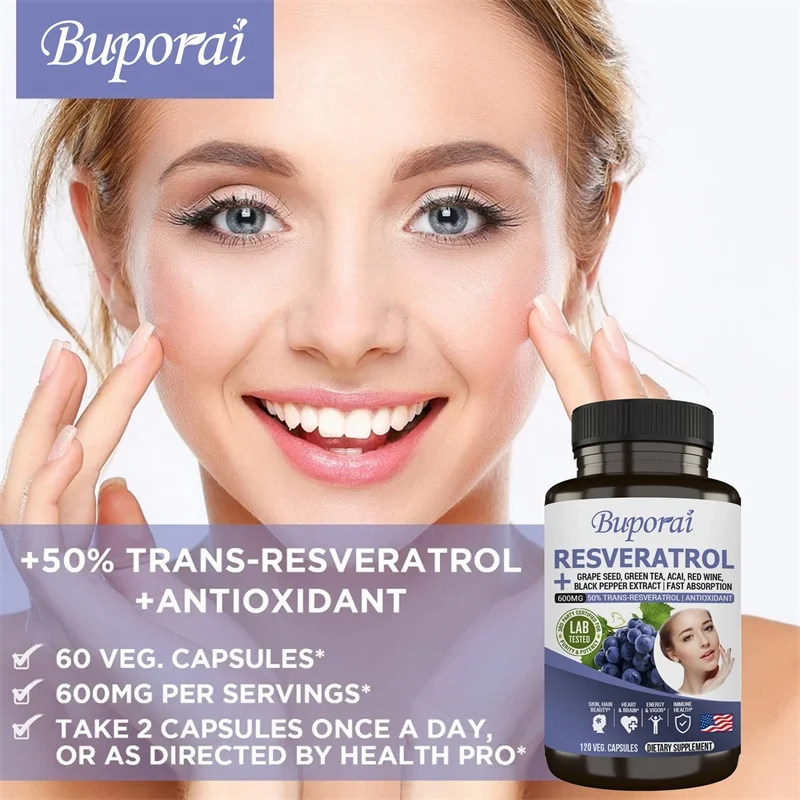 Resveratrol Capsules - Antioxidant Supplement To Support Circulatory Health and Overall Wellness - Non-GMO - Image 3