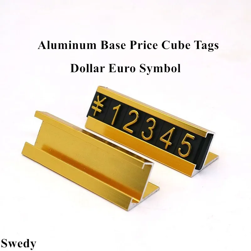 30 Sets Aluminum Adjustable Removable Euro Dollar Price Cube Tags Display Number Letter Jewelry Pricing Label Stand Block Kit