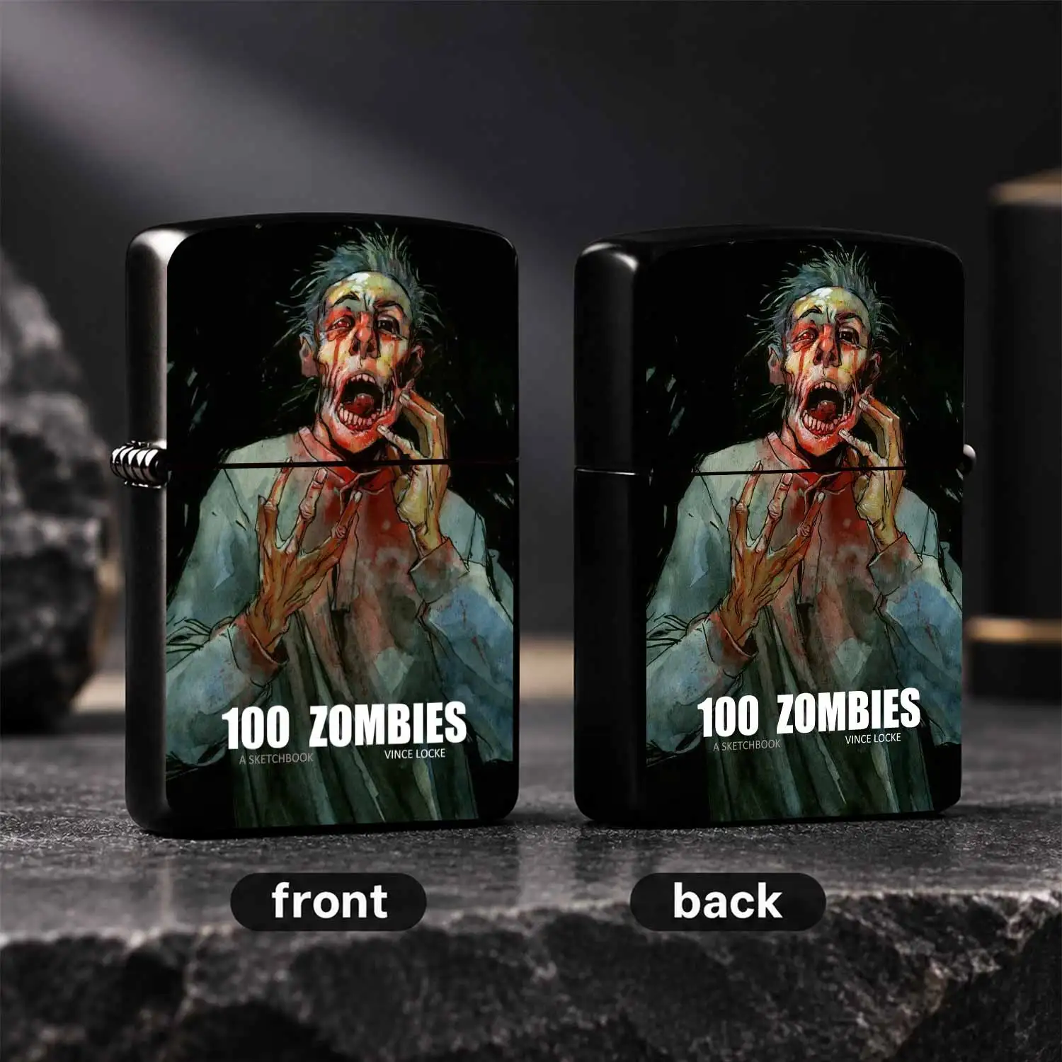 Creative Zombie Pattern Windproof Lighter, Dark Art Illustration Themed Portable Ignition Accessory, Suitable For Outdoor Camping Daily Travel Multiple Scenes, Unique Trendy Fun Practical Small Item With Distinct Spooky A Humorous And Inter