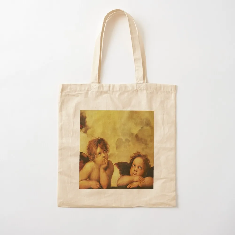 

Angels Cherubs Raphael - Santi Sistine Madonna Sweet Tote Bag Woman shopper bag custom bags Canvas Tote Bag