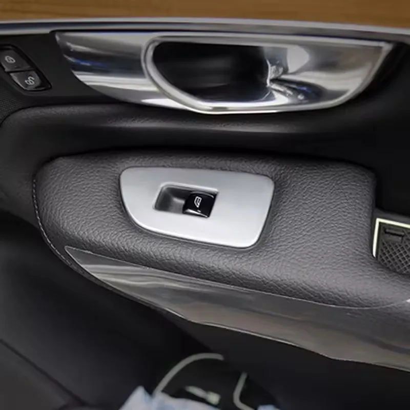 Car Window Glass Lift Switch Button Panel Cover Sticker Trim For Volvo V90 2017-2018 LHD Interior Modified Accessories Decals