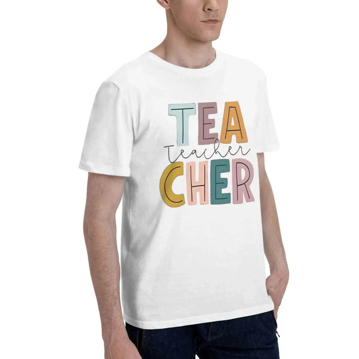 Colorful Teacher Letters Art Movement T-shirts Top quality Travel Championship Top Quality Eur Size