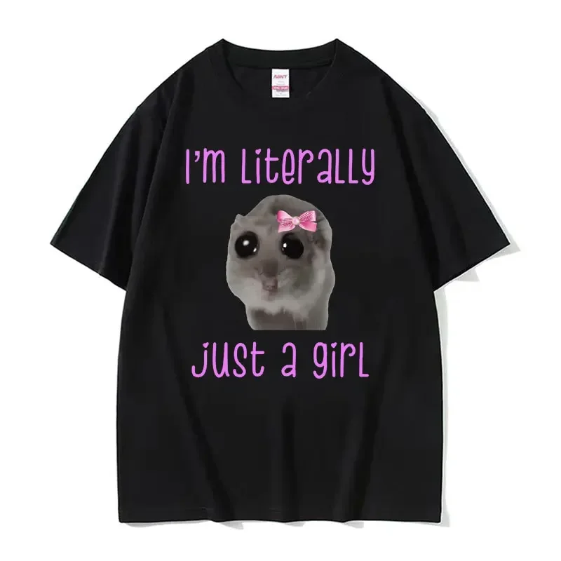Funny Sad Hamster Meme Cry BiG Eye Cute Mouse T Shirt Women Men Fashion Kawaii Clothes T-shirts Women Men T-shirt S-5xl