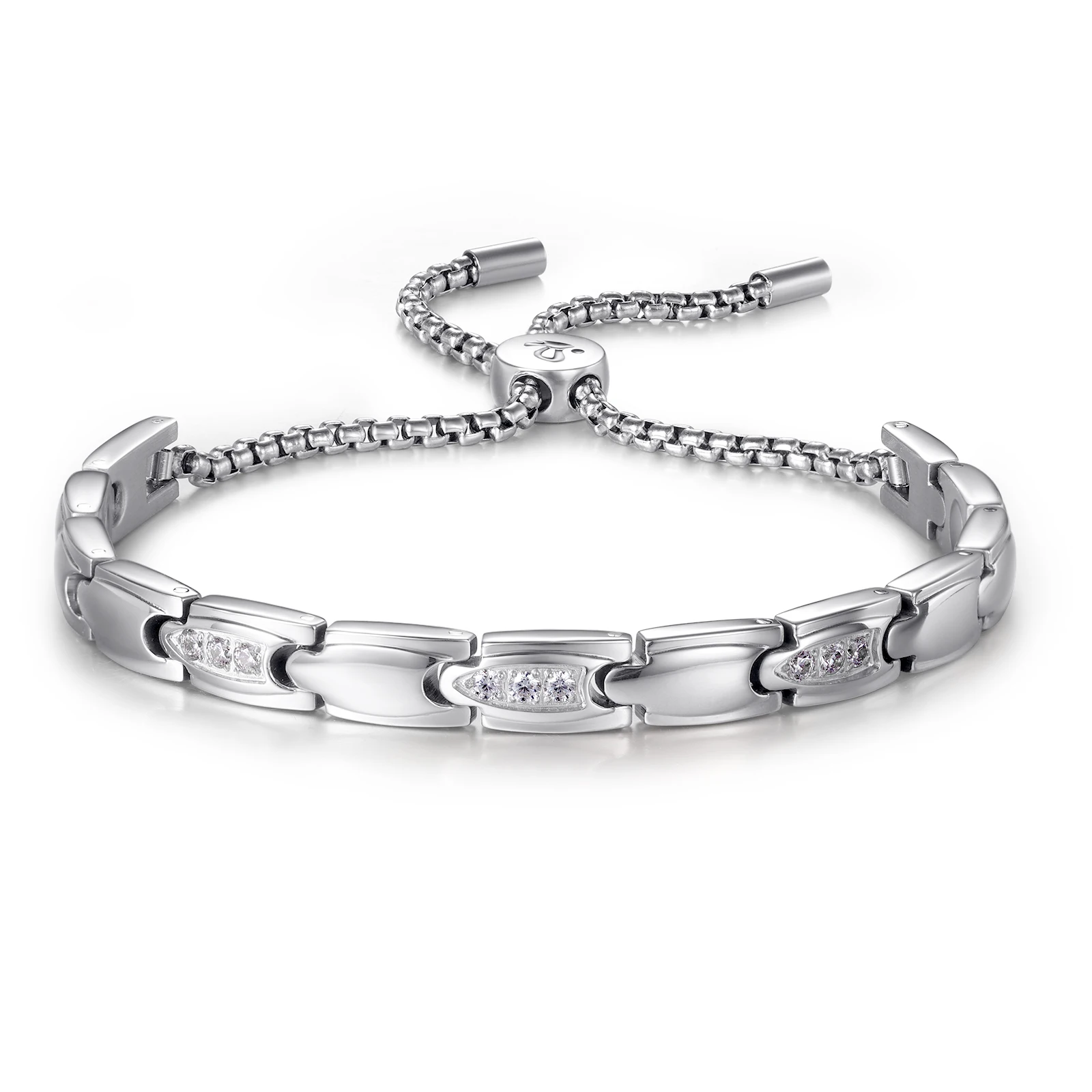 

RainSo Women Magnetic Bracelet Stainless Steel Inlaid Crystal with Adjustable Design (Sliver)