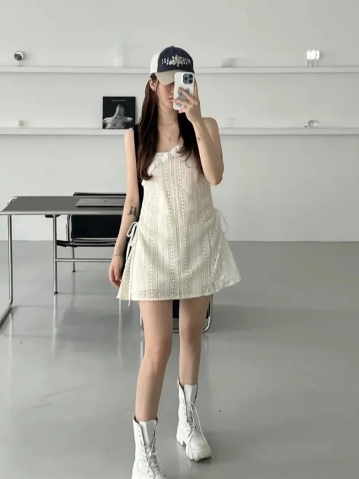 Saia curta estilo coreano com retalhos de renda, camada de base fena, saia sobreposta da moda, roupa interna, saia inferior